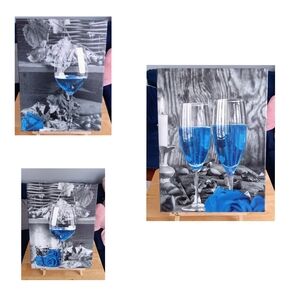 3 Piece Blue Wine Glass Canvas Art